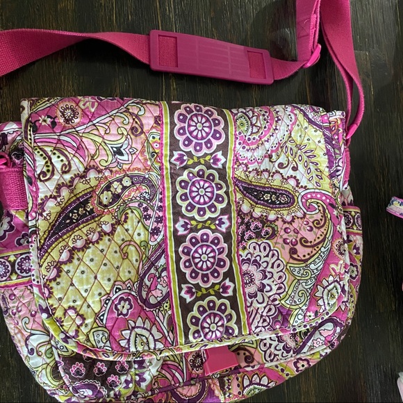 Vera Bradley Handbags - Vera Bradley Green and Pink paisley messenger bag